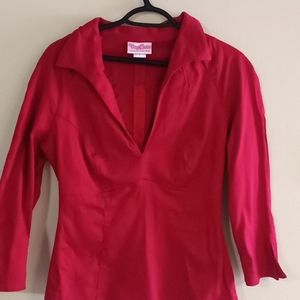 Red Pinup Style Blouse